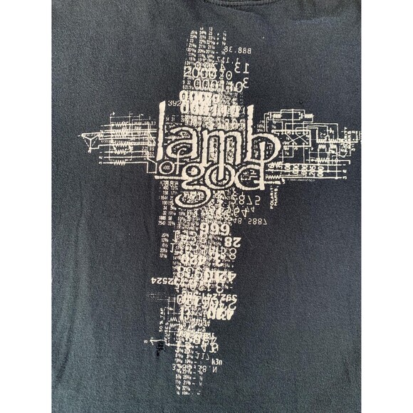 Vintage Y2K Black  Lamb of God Metal Band Tshirt Size L - Picture 2 of 10